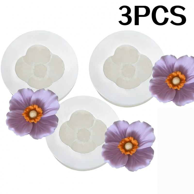 Bath Bomb Mold - 3Flower silicone mold，Silicone flower candle，Resin，Soap liquid，Plaster